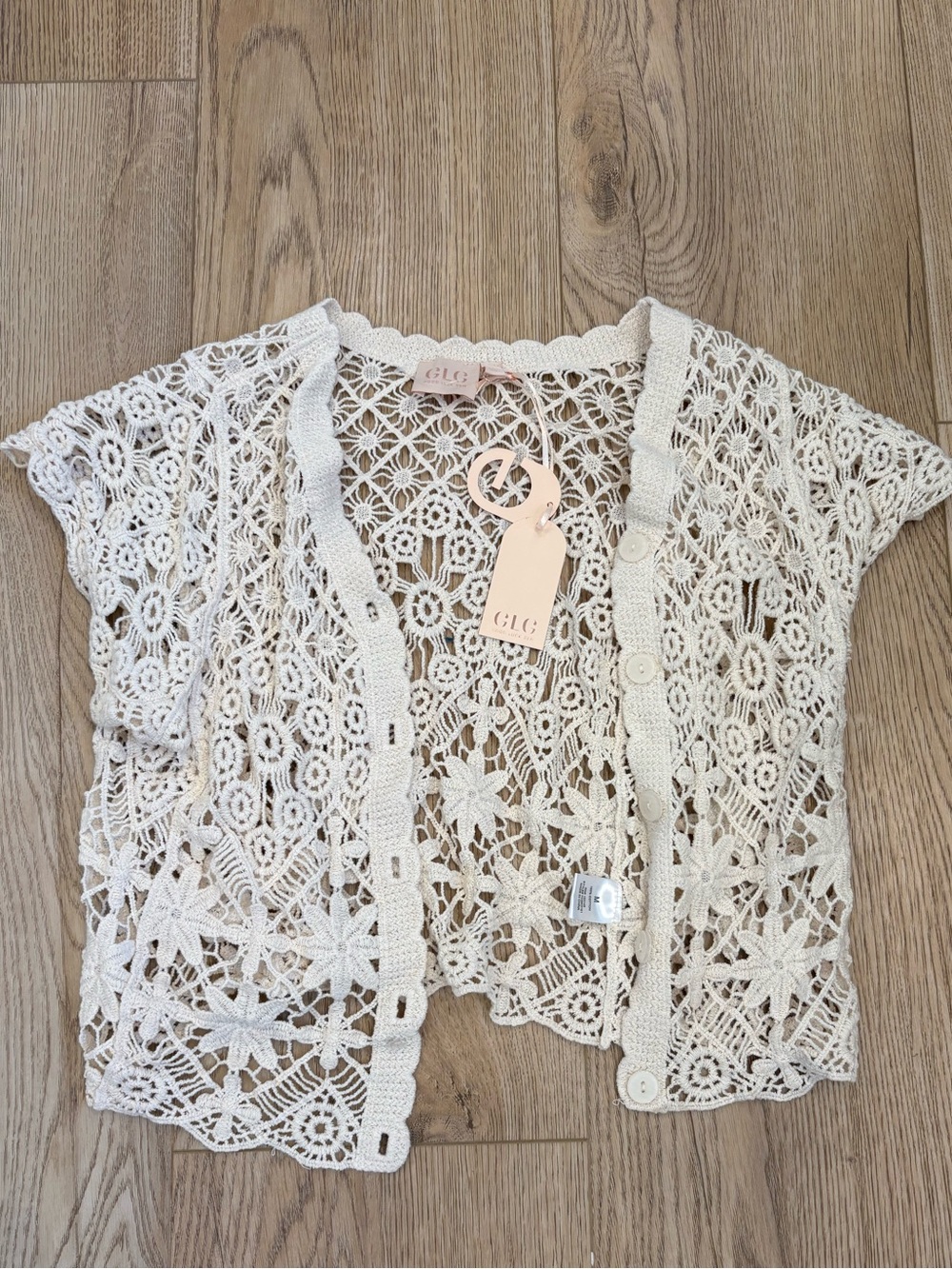 NWT Crochet Knit Open Cardigan - Cream